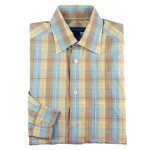 Ermenegildo Zegna Mens Plaid Dress Shirt